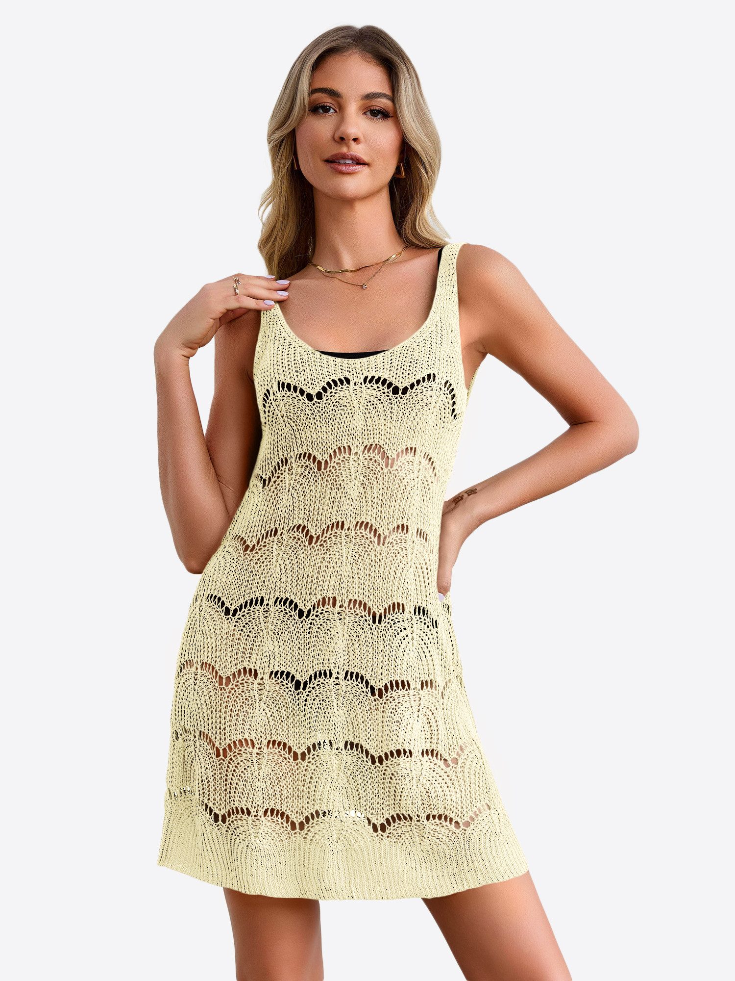 Imily Bela Strandkleid Damen Häkelstrick Beach Bikini Cover-Up Strandüberwu günstig online kaufen