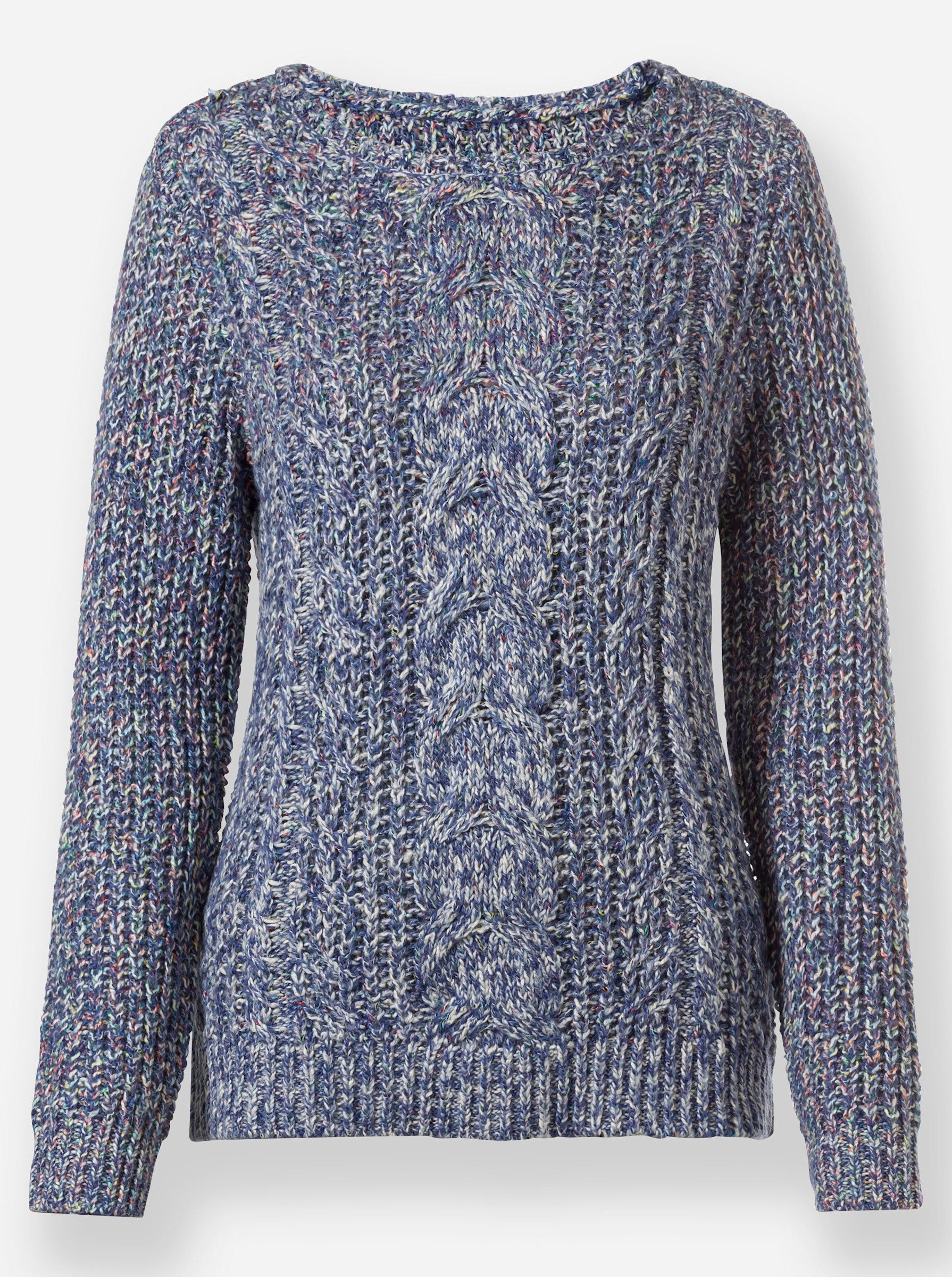Strickpullover Pullover Langarm Grobstrick, Rippoptik, Zopfmuster
