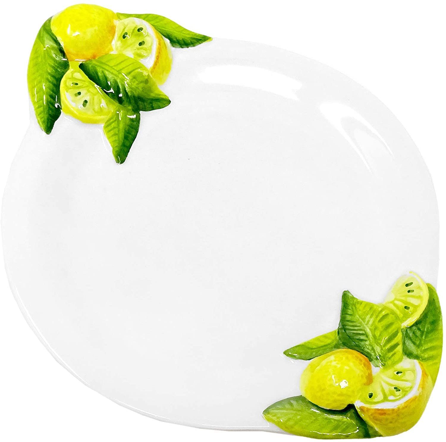 Lashuma Frühstücksteller Zitrone, (1 St), Handgemachter Keramik Dessertteller aus Italien 27x20 cm – Bild 4 von 5