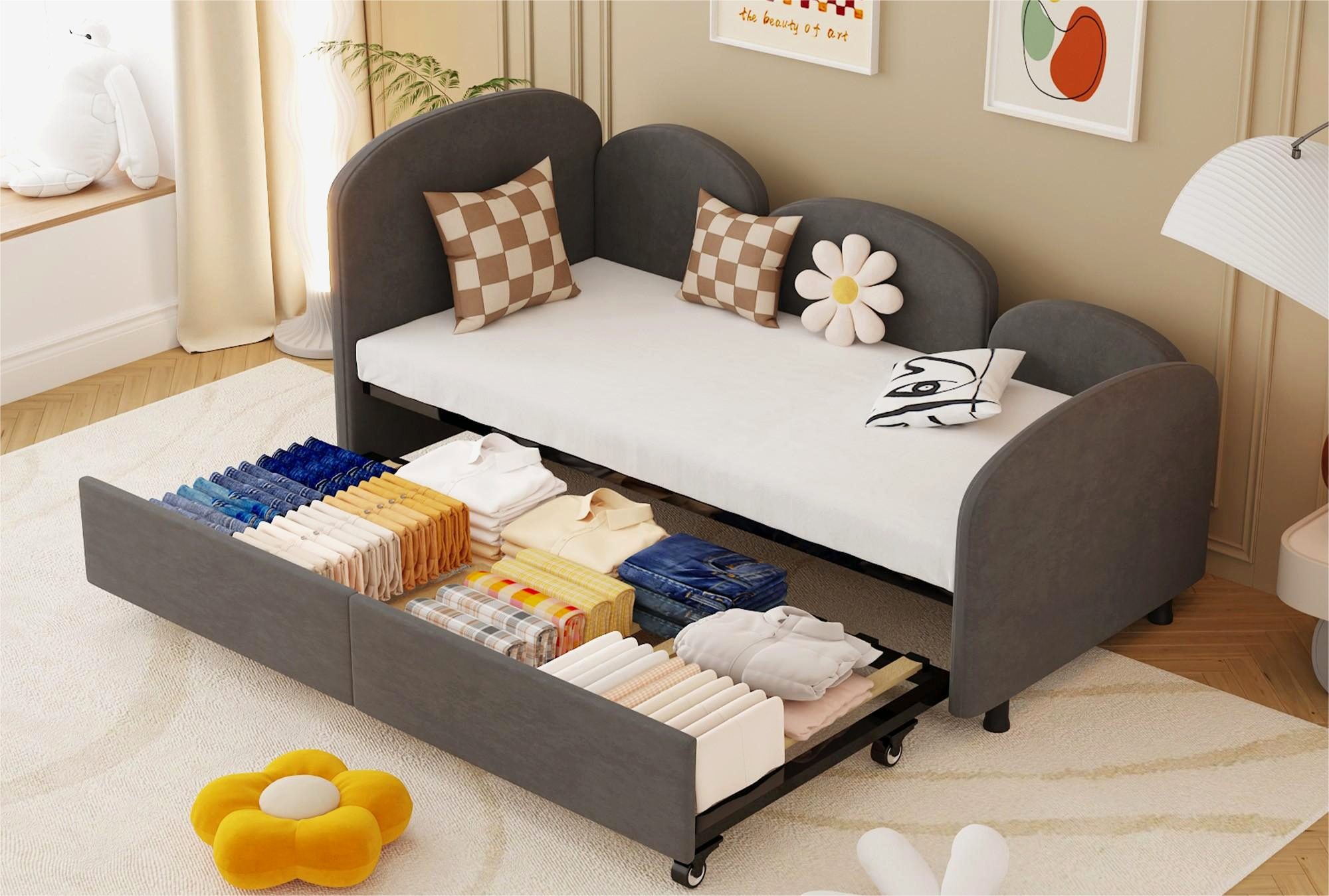 LVHOM Polsterliege 90x200cm,Tagesbett mit Ausziehbett 90x200cm,Stauraum,Sam günstig online kaufen