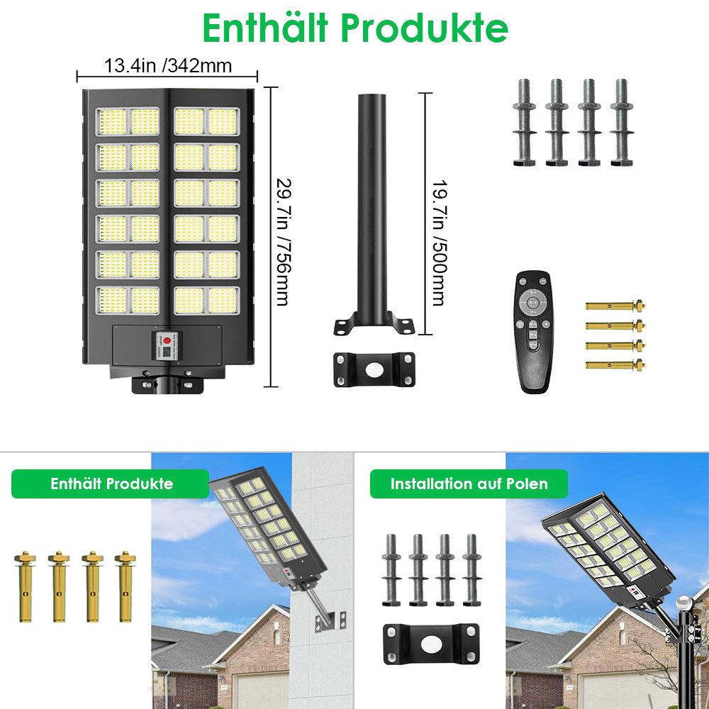 GLIESE LED Solarleuchte LED Außen-Wandleuchte Solar mit Daemmerungssensor, mit Fernbedienung, 6500K kaltweiß, 100000 lm, LED fest integriert, kaltweiß, Solarlampen für Außen hängend Spotlight