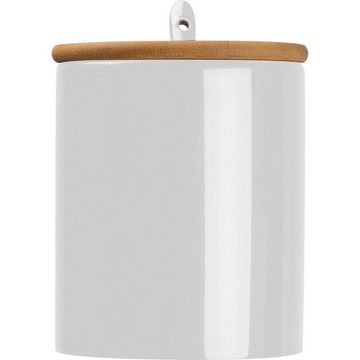 Livepac Office Tasse Keramiktasse mit Löffel und Bambusdeckel / Farbe: weiß