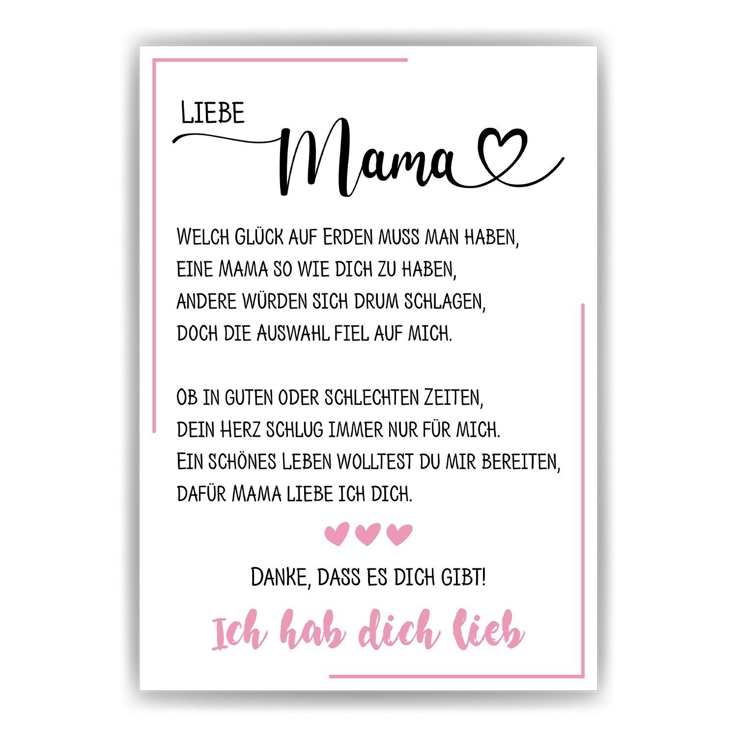 Tigerlino Poster Mama Geschenk Spruch Mutter Muttertag Mama Geburtstag DIN A4 Kunstdruck