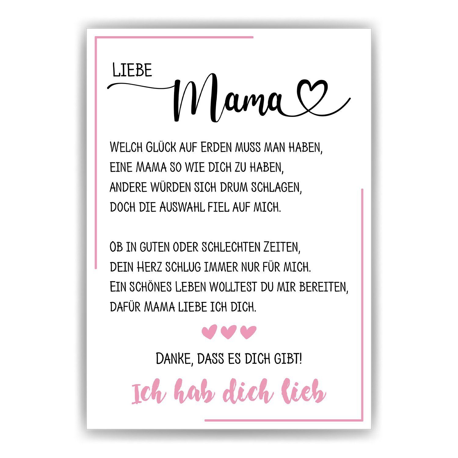 Tigerlino Poster Mama Geschenk Muttertag Geburtstag Mama Spruch Mutter Kunstdruck, DIN A4