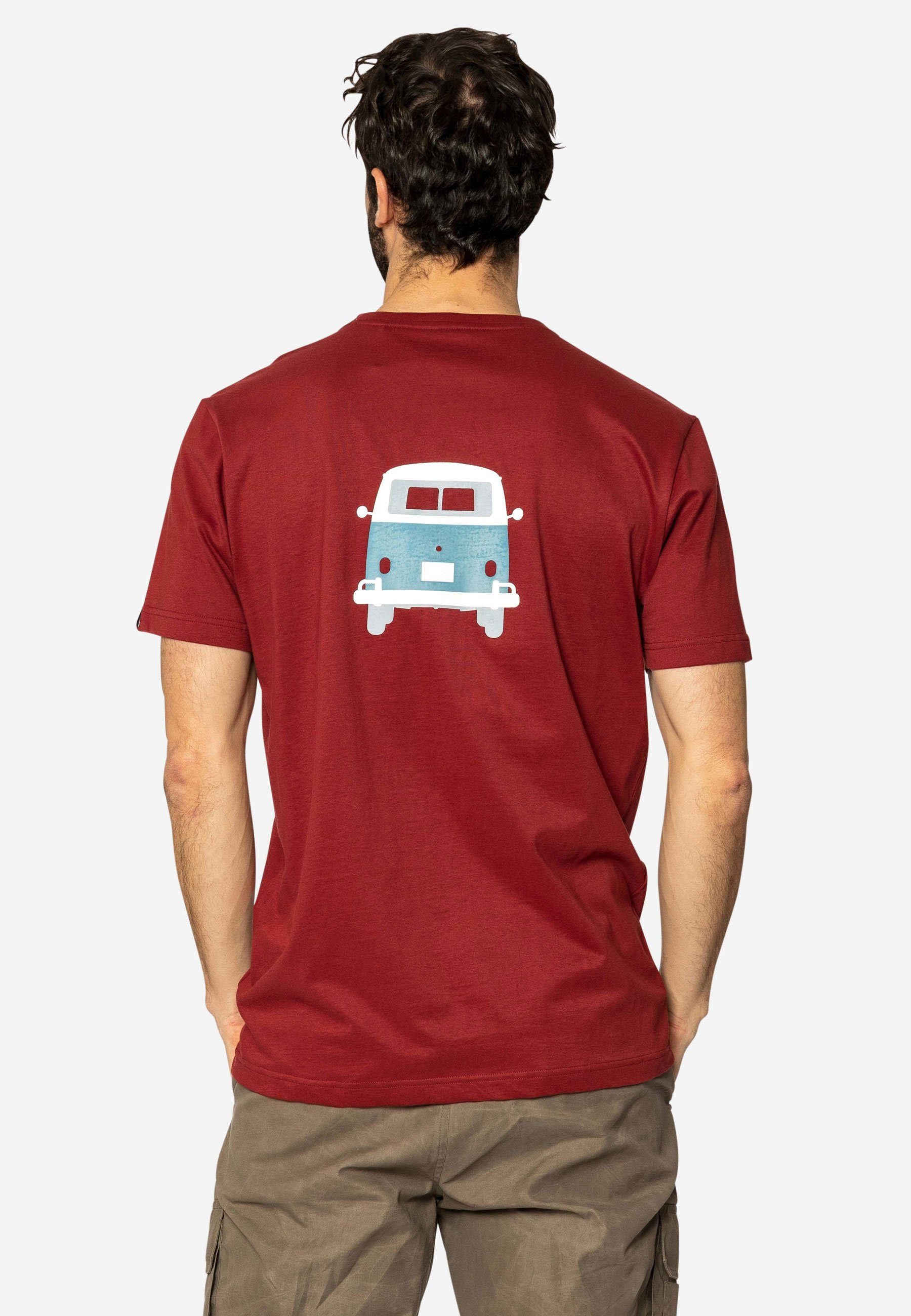 Methusalem Print syrahred lizenzierter T-Shirt Elkline VW Rücken Brust Bulli