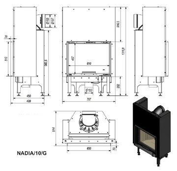 Kratki Kamineinsätze Nadia 10 mit Schiebetür, 10,00 kW