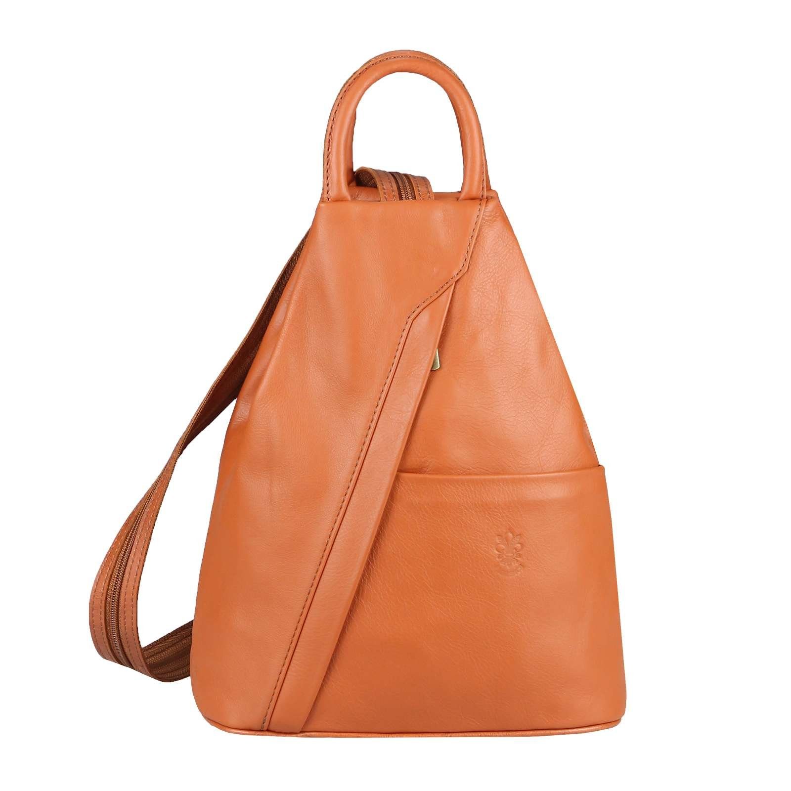 ITALYSHOP24 Rucksack Made in Italy Damen Leder Tasche Schultertasche, leichtgewicht Shopper, als Rucksack & Handtasche tragbar