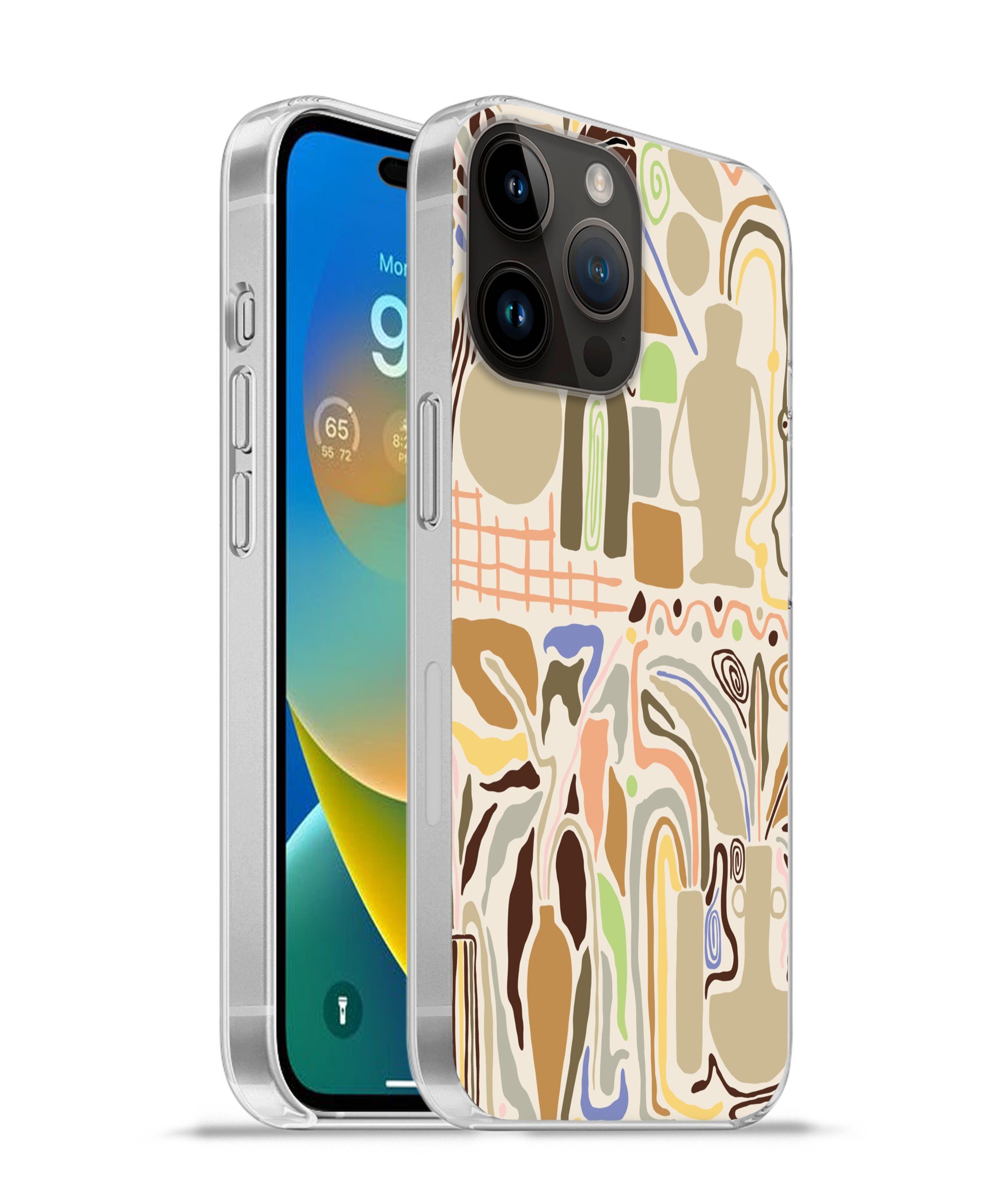 MuchoWow Handyhülle für Apple iPhone 14 Pro Max Blume - Abstrakt - Vase - Blumentopf, Smartphone-Bumper, Print, Handy Schutzhülle Dünn