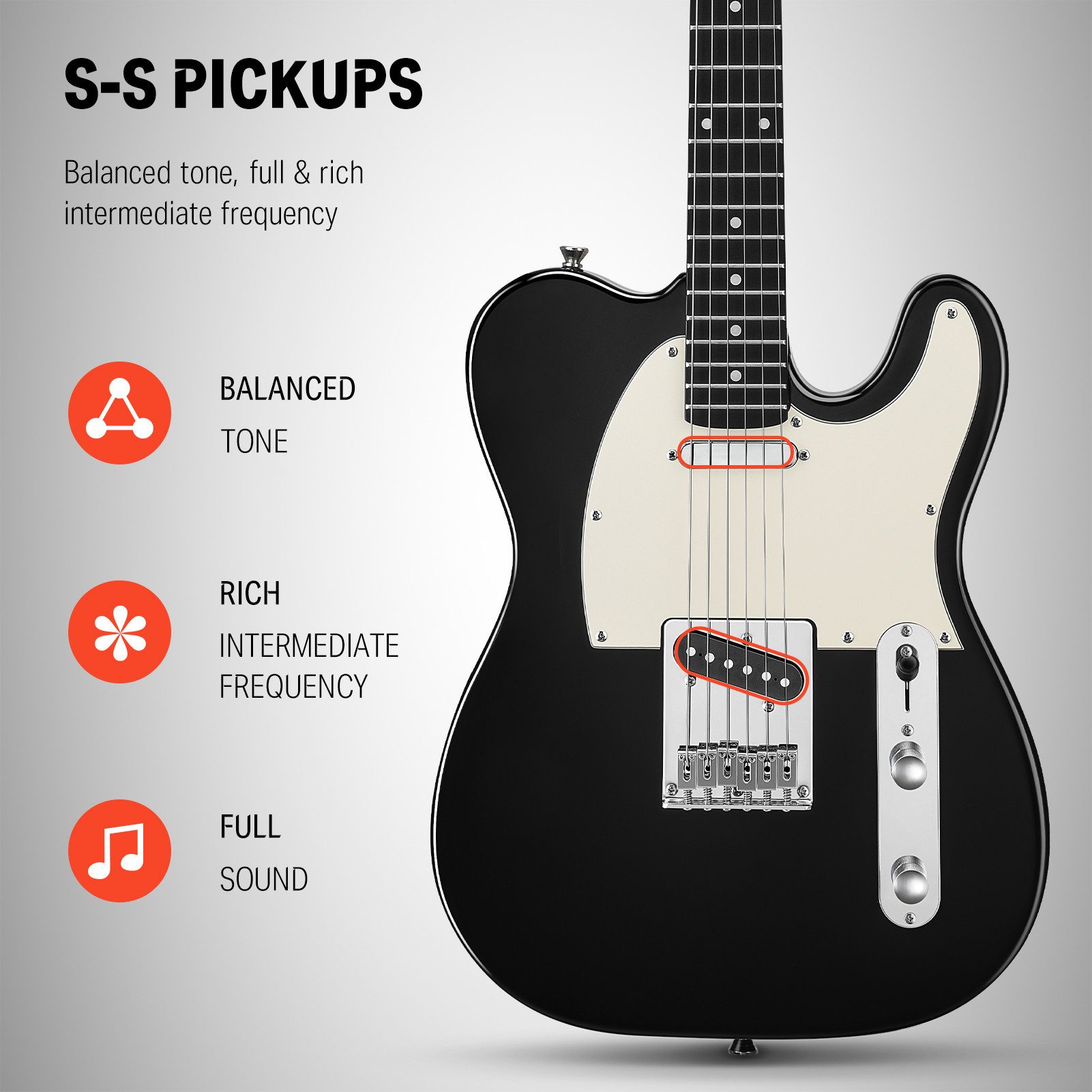 Donner E-Gitarre 39" Glossy Solid Body SS Pickup With Bag DTL-100, für Anfänger