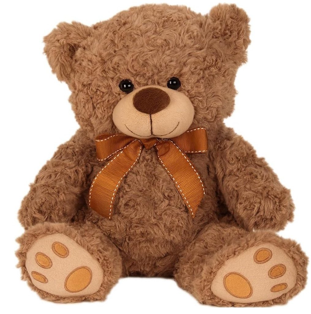 mucHome Plüschfigur Plüsch Teddybär, 26 cm Höhe, Hellbraun, Kuscheltiere mit Schleife