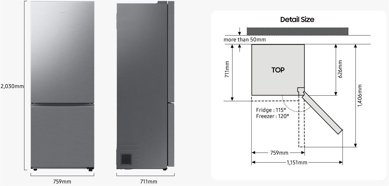Samsung Kühl-/Gefrierkombination RB53DG706AS9, 203 cm hoch, 75,9 cm breit, extra weit 75cm, NoFrost
