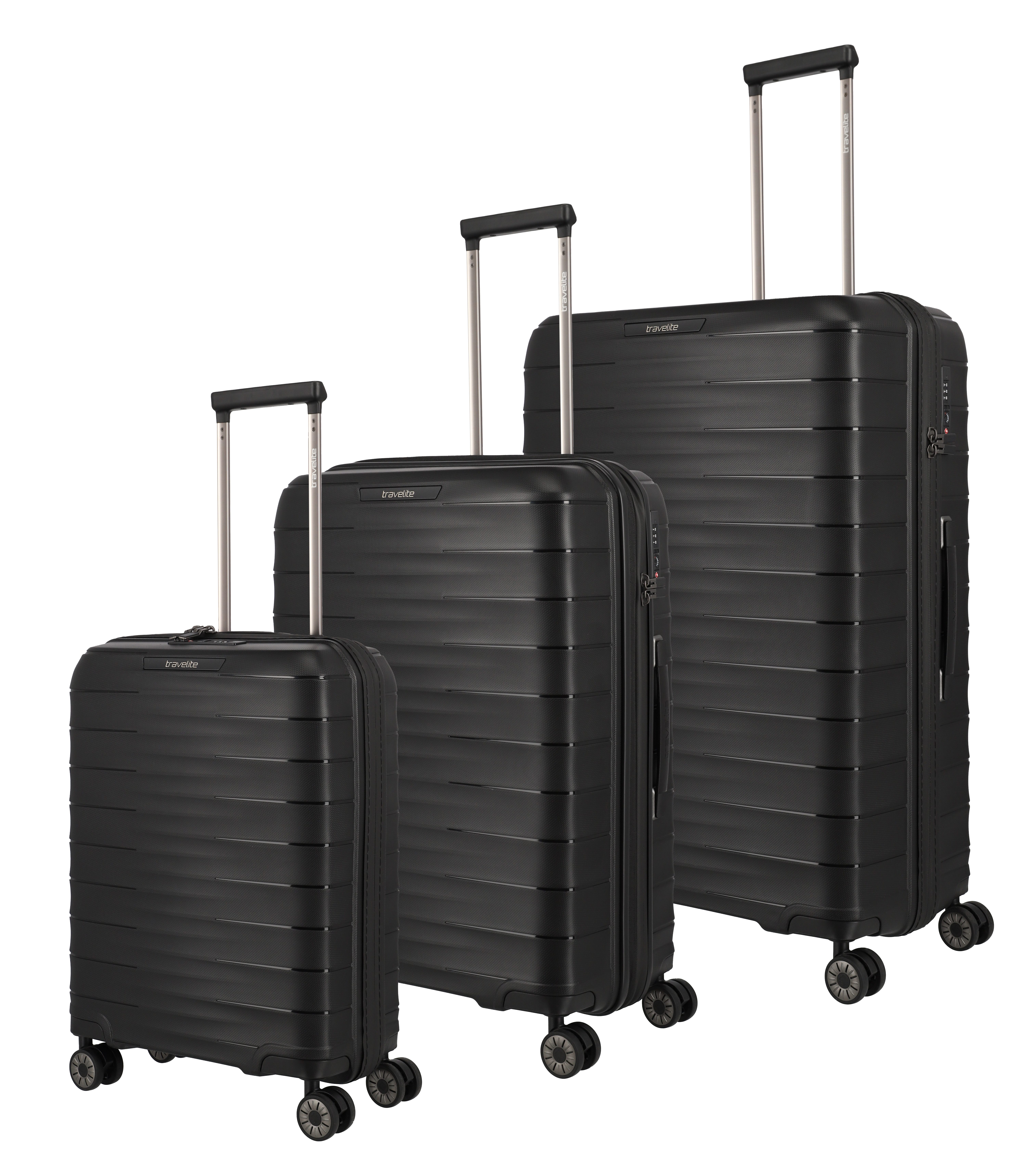 travelite Trolleyset MOOBY 3-teilig Reisekoffer Hartschale, 4 Rollen, (Set), mit TSA-Schloss und recyceltem Polypropylen