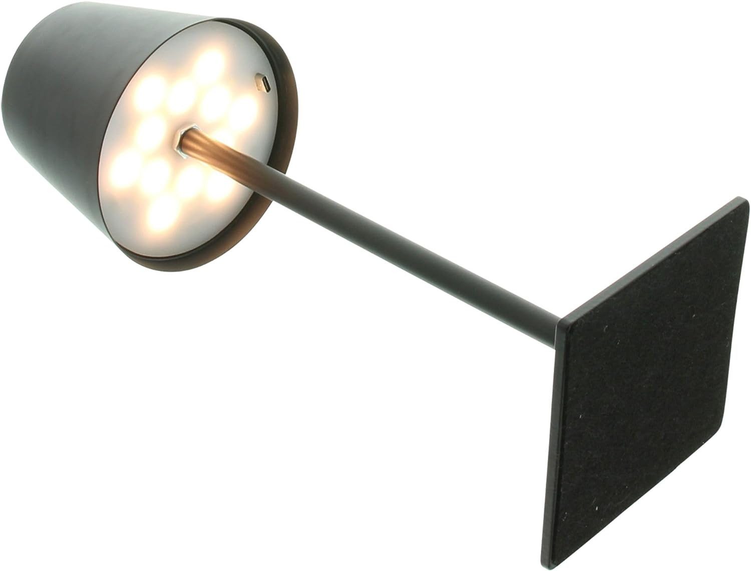 Dekoleidenschaft USB-Tischleuchte "Black" LED Tischlampe aus Metall, mattschwarz, kabellos, Outdoor, Lampe dimmbar, über USB aufladbar, Camping Garten Balkon Leuchte