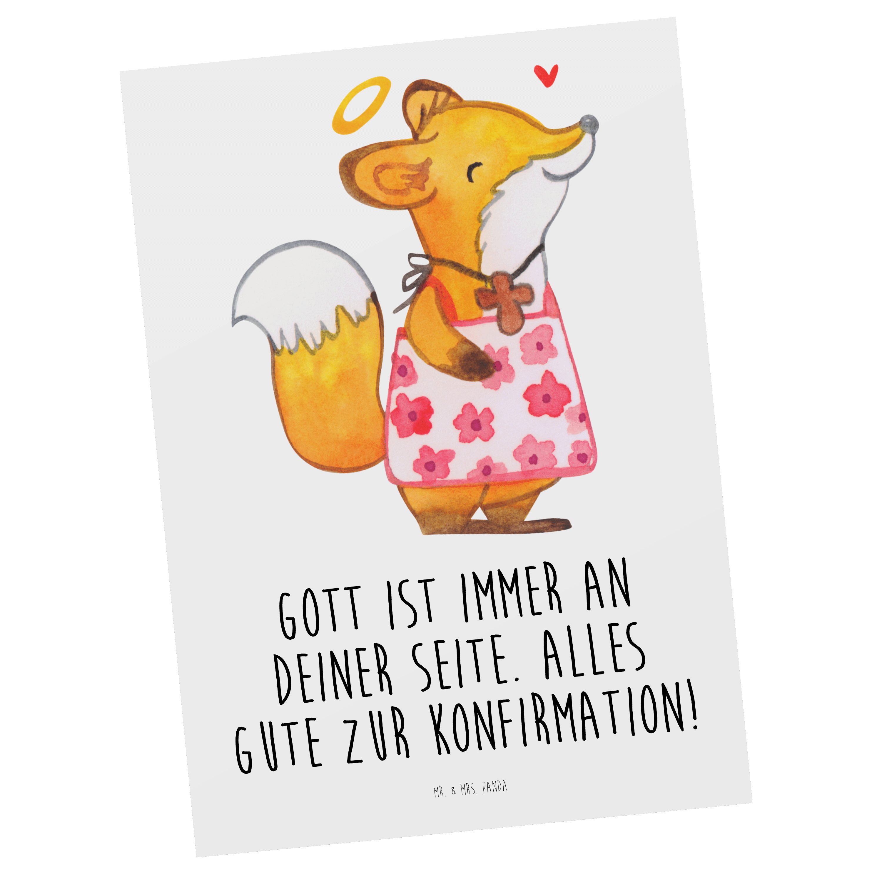 Mr. & Mrs. Panda Postkarte - Mädchen Konfirmation Geschenk, Geschenk - Fuchs Weiß Konfirmation