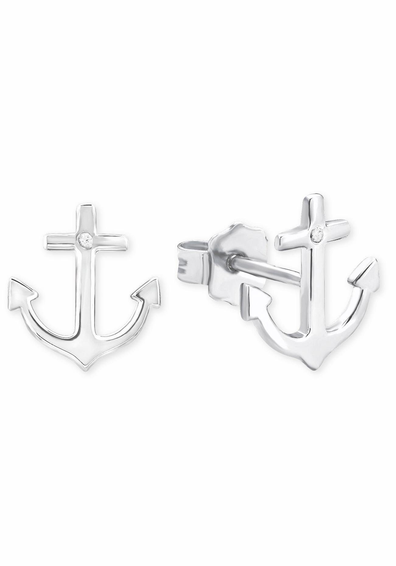 s.Oliver Paar Ohrstecker Anker, mit Zirkonia (synth)