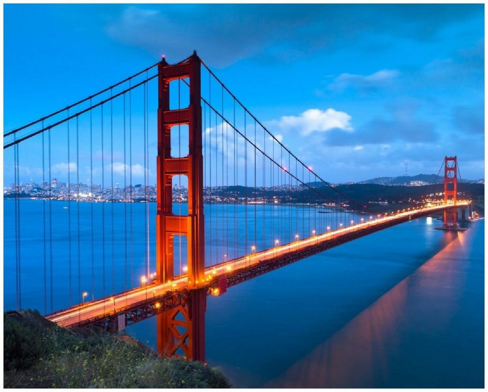 Wallario Poster, Golden Gate Bridge in San Francisco USA, in verschiedenen  Ausführungen, Stabiles und blickdichtes Material mit matter Oberfläche