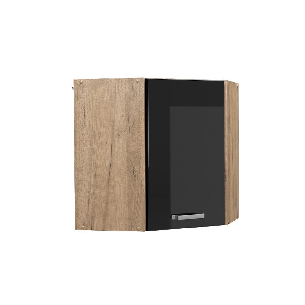 Vicco Eckhängeschrank R-Line, Schwarz Hochglanz/Goldkraft Eiche, günstig online kaufen