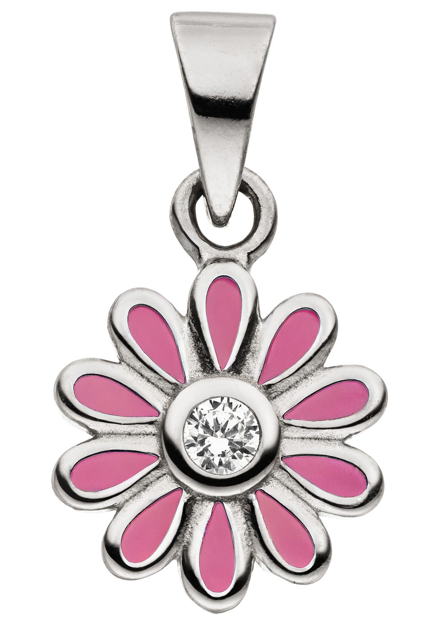 JOBO Kettenanhänger Kinderanhänger Anhänger Blume 8 mm, 925 Silber mit 1 Zirkonia