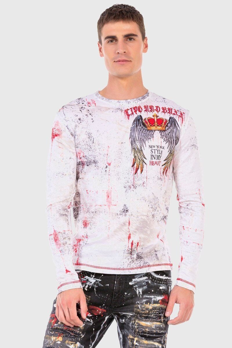 Cipo & Baxx T-Shirt Sweatshirts mit coolem Allover-Muster