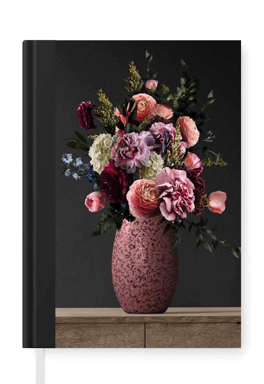 MuchoWow Notizbuch Farben - Blumen - Vase, Journal, Merkzettel, Tagebuch, Notizheft, A5, 98 Seiten, Haushaltsbuch