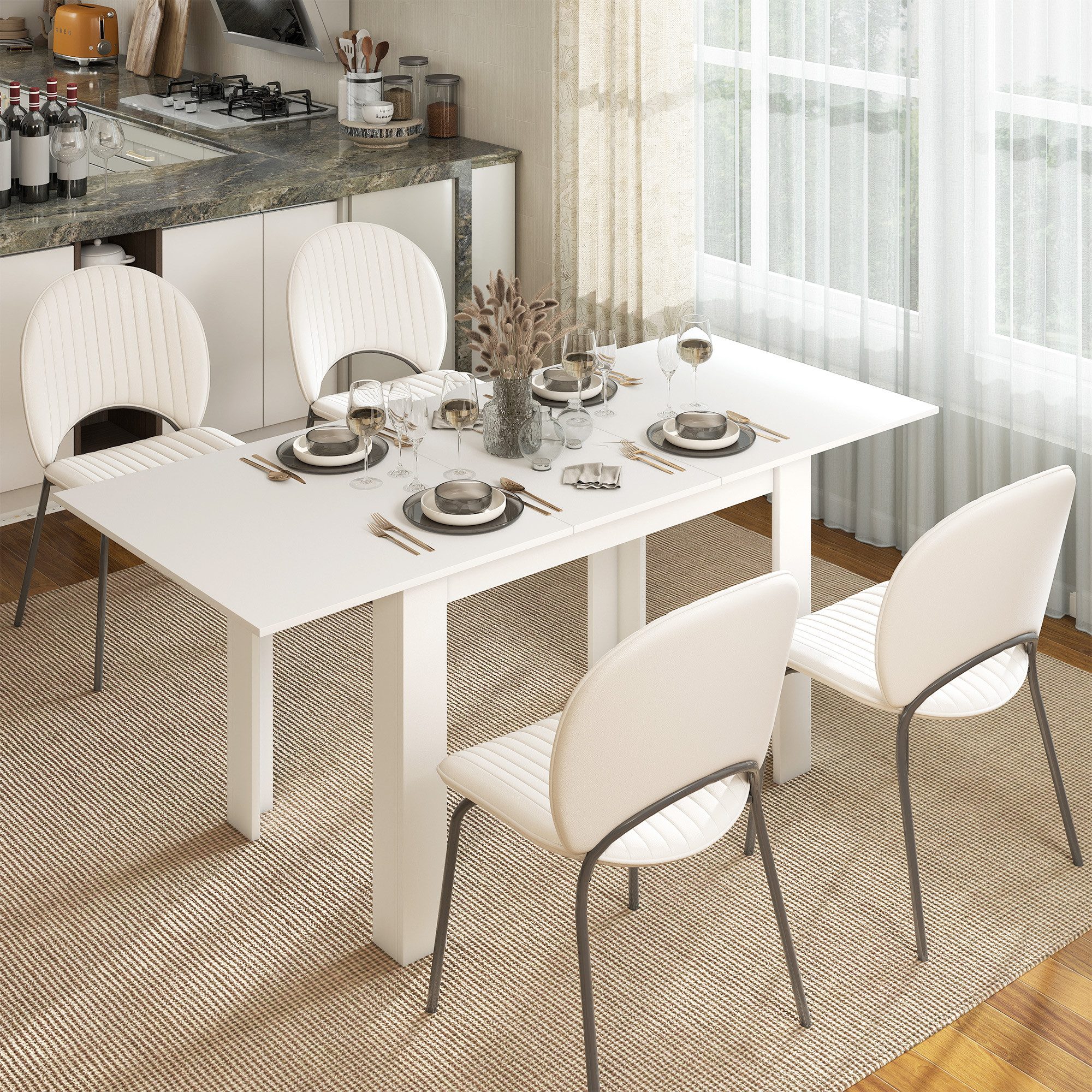 HOMCOM Esstisch Rechteckiger Küchentisch (Esszimmertisch, 1-St., 1 Tisch), für Küche, Esszimmer, Weiß