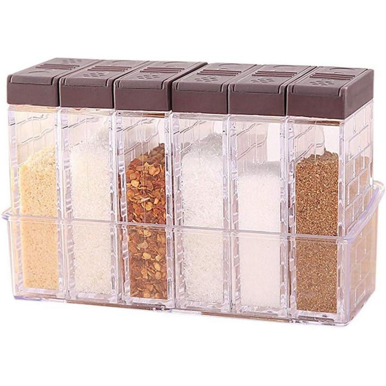 LuxusKollektion Salz- / Pfefferstreuer 6er Set transparente Gewürzdosen Kunststoff Spice Jars für Küche