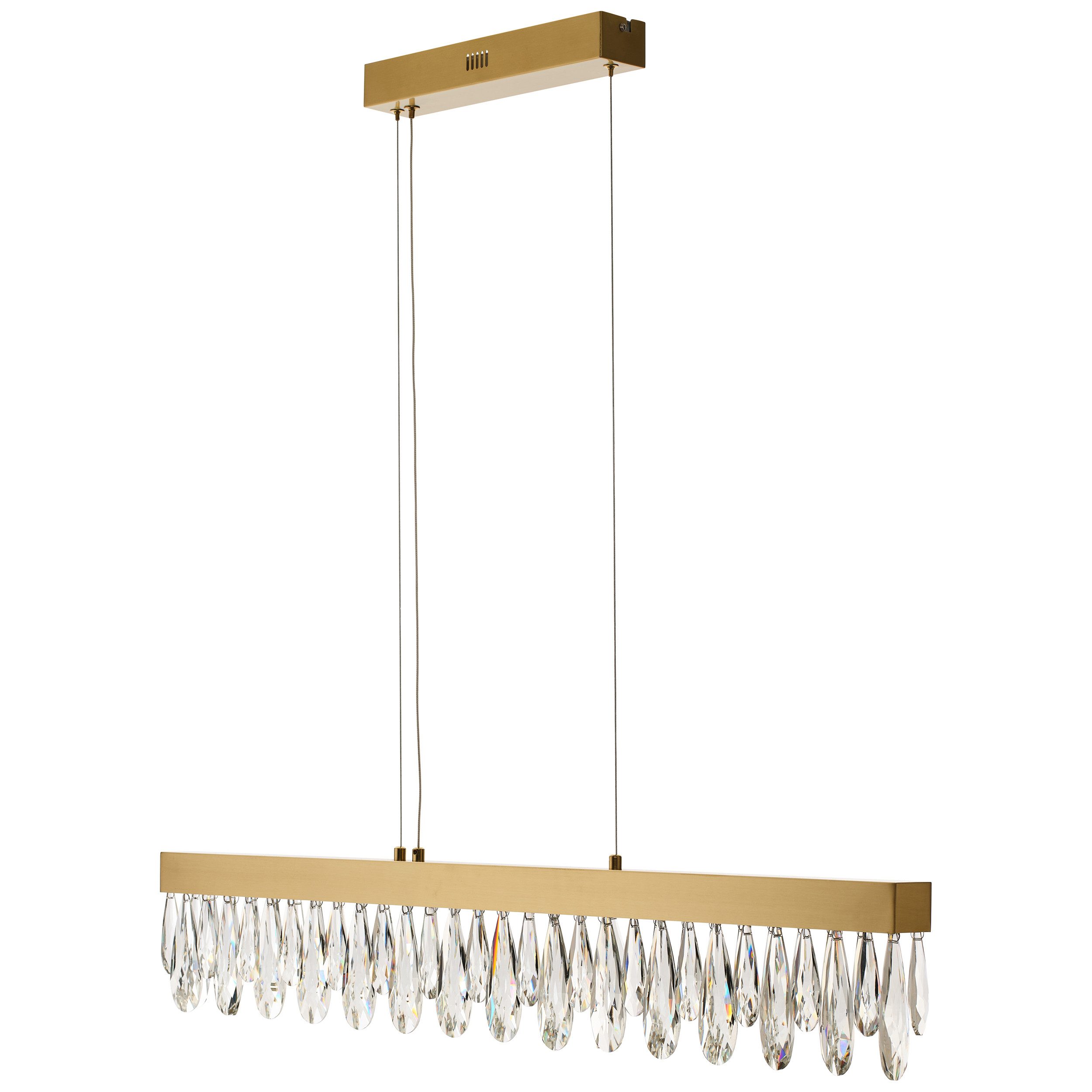 lumiCouture LED Pendelleuchte Celestia, Memoryfunktion, mehrere Helligkeitsstufen, LED fest integriert, Warmweiß, L. 100 x H. 150 cm, 3300 lm, 2700 K, K9- Kristalle