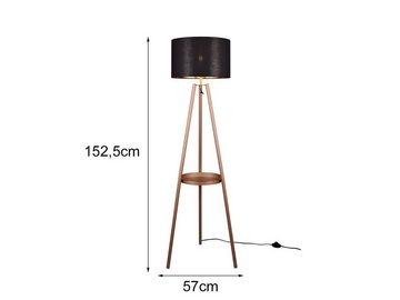 meineWunschleuchte LED Stehlampe, Ablagetisch, LED wechselbar, warmweiß, ausgefallen-e moderne dimmbare Tripod mit Dreibein Gold-en, Höhe 152cm