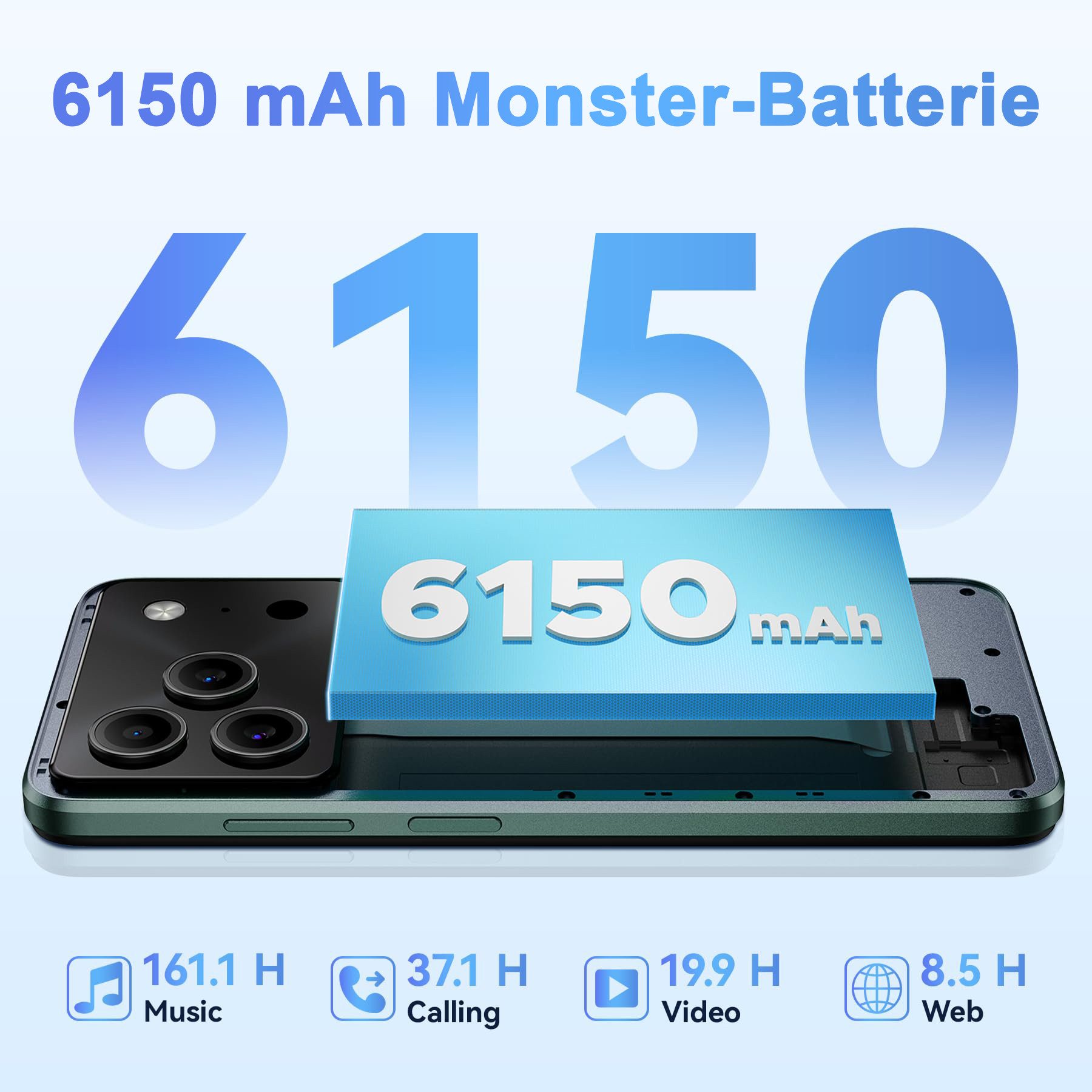 DOOGEE NOTE 56 Pro Android Handy 4GB+128GB 6150mAh ohne vertrag Smartphone (16,66 cm/6.56 Zoll, 128 GB Speicherplatz, 13 MP Kamera, Andriod 16, 6150mAh, Fingerabdruck, Dual SIM 4G, NFC, OTG, GPS) grün