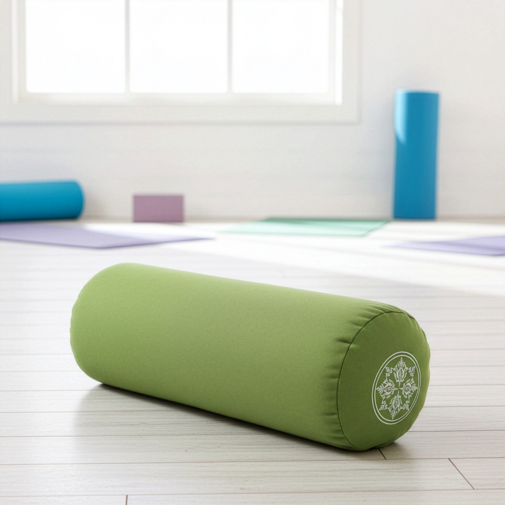 Yogishop Yogakissen Yoga-Bolster rund - vintage - organic cotton, Bolster aus Bio-Baumwolle, ideal für Yin & Restorative Yoga