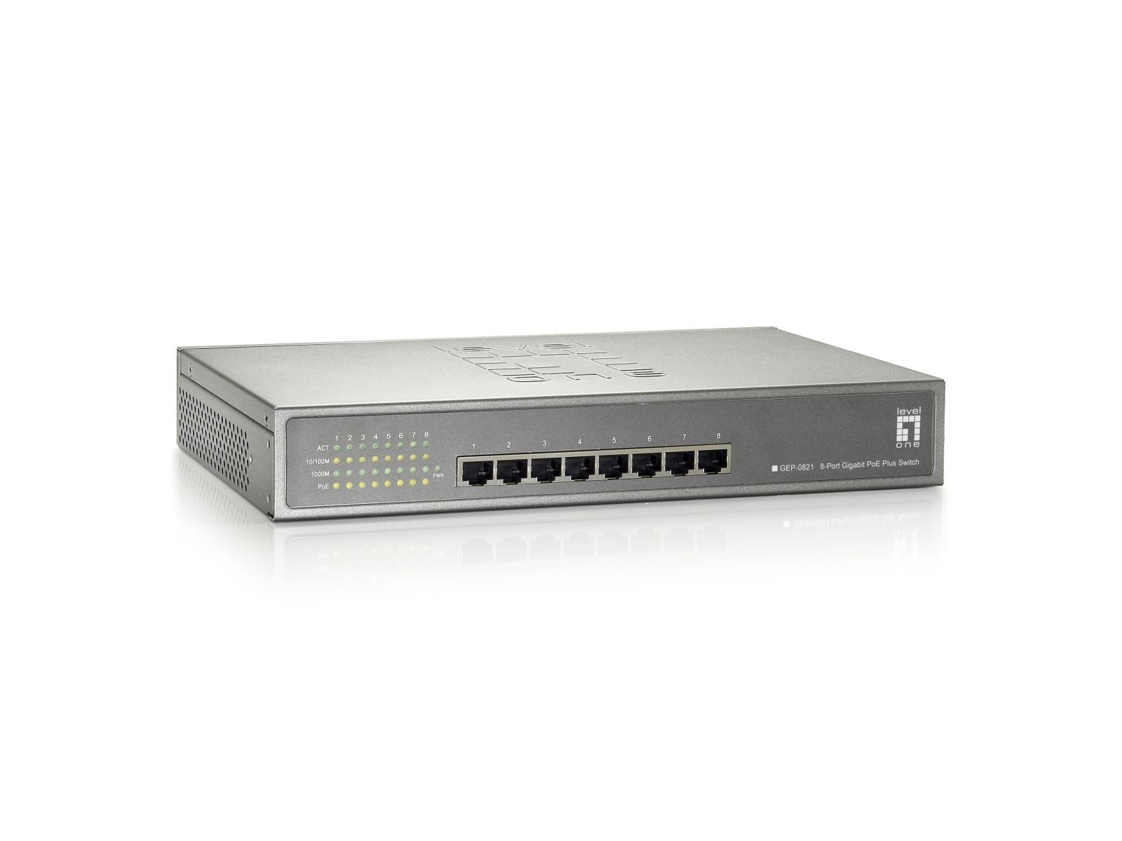 Levelone GEP-0821 - Switch - 8 x 10/100/1000 (PoE) Netzwerk-Switch