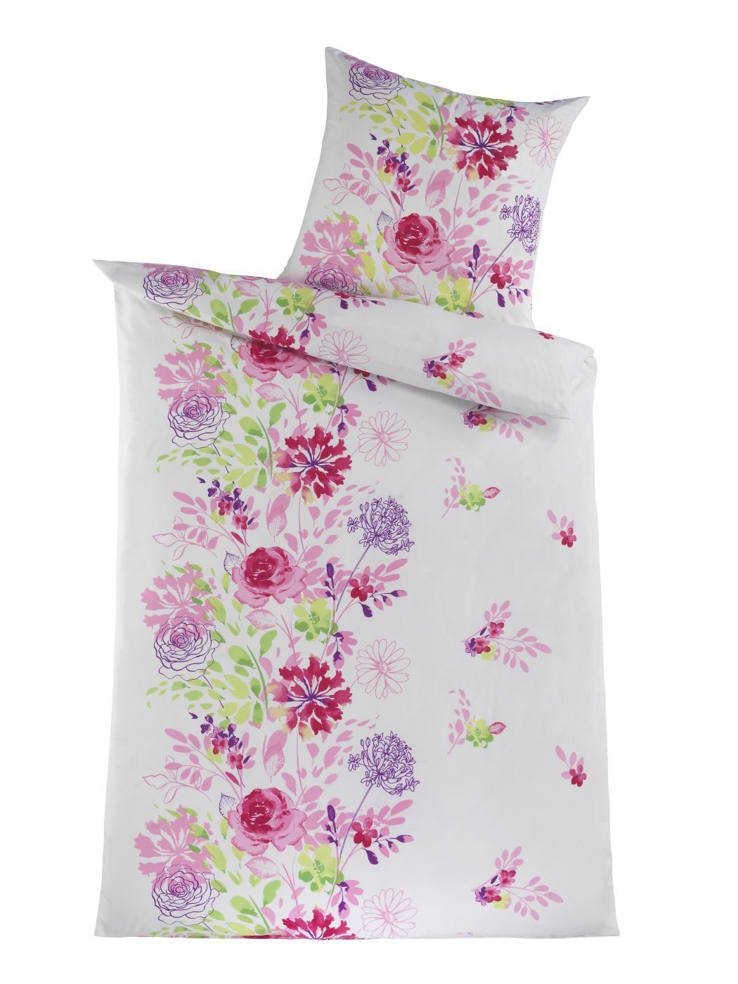 Optidream Bettwäsche Mikrofaser 135 cm x 200 cm weiss / rosa, Microfaser, 2 teilig, Bettbezug Kopfkissenbezug Set kuschelig weich hochwertig