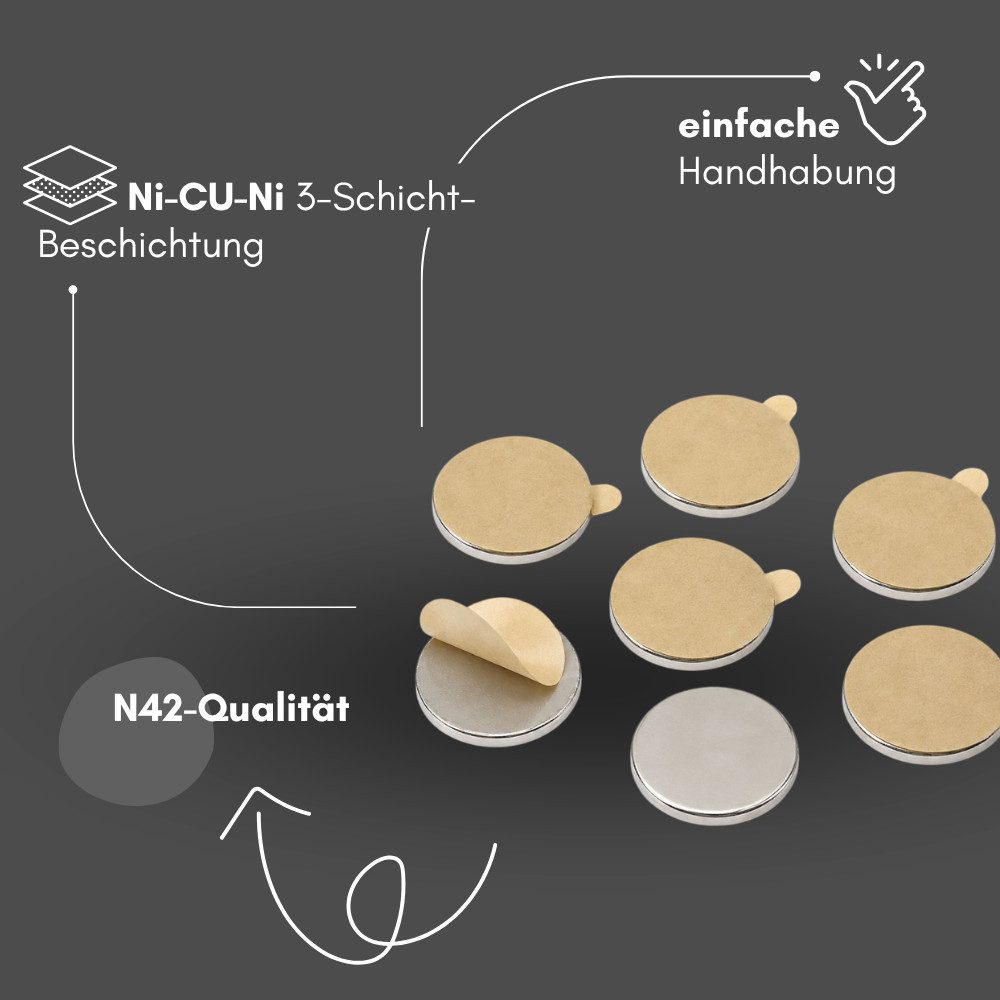 MaajeeKuto Magnet 3M Neodym Scheibenmagnet Ø8x0,75 mm selbstklebend N42 – 0,37 kg (8-St) – Bild 4 von 5