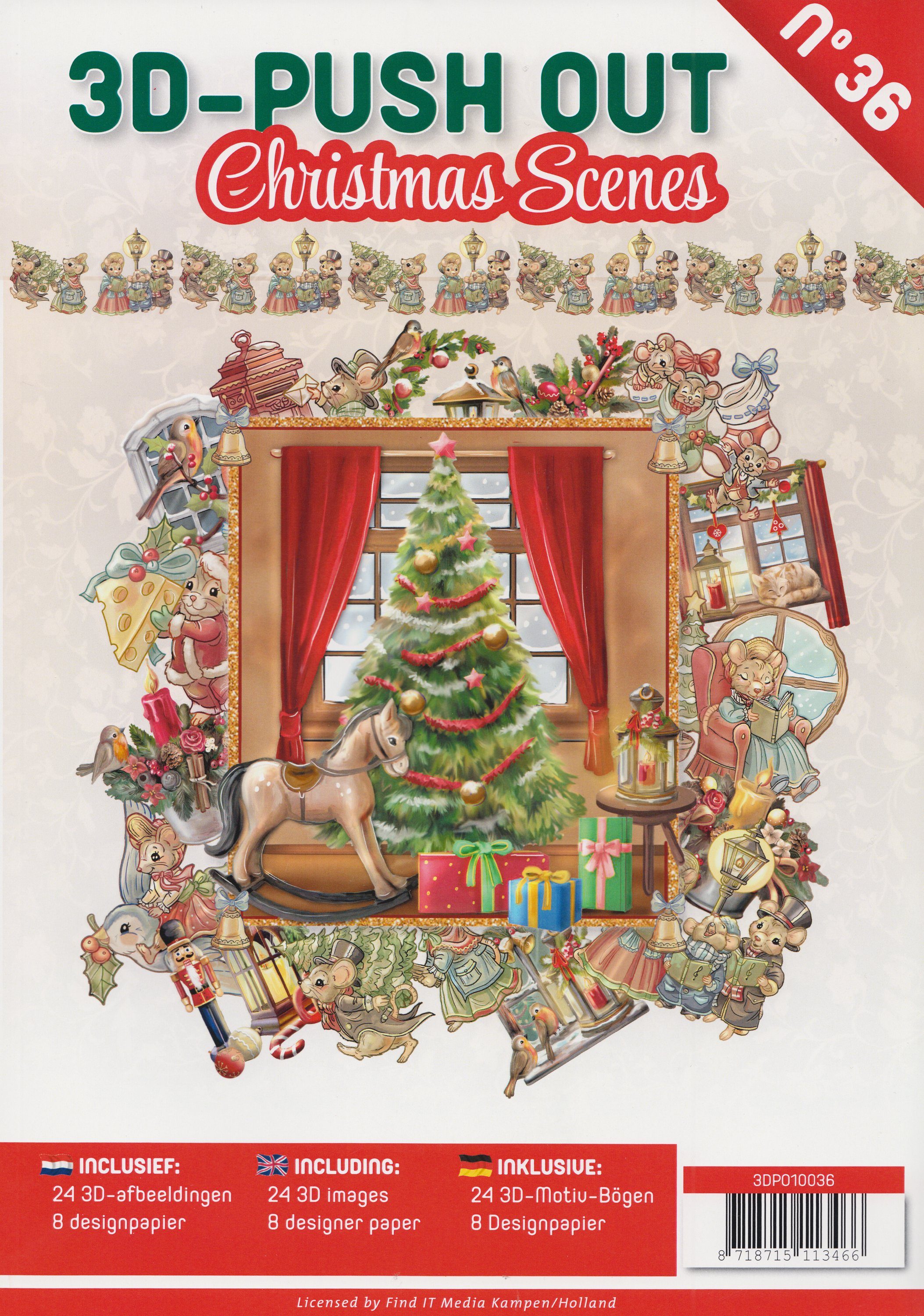A4 DIN Christmas Scenes, 3D-Stanzbogenbuch Motivpapier