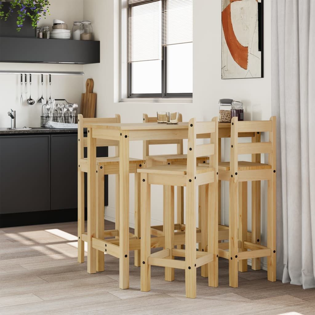 vidaXL Essgruppe 5-tlg. Bar-Set Massivholz Kiefer, günstig online kaufen