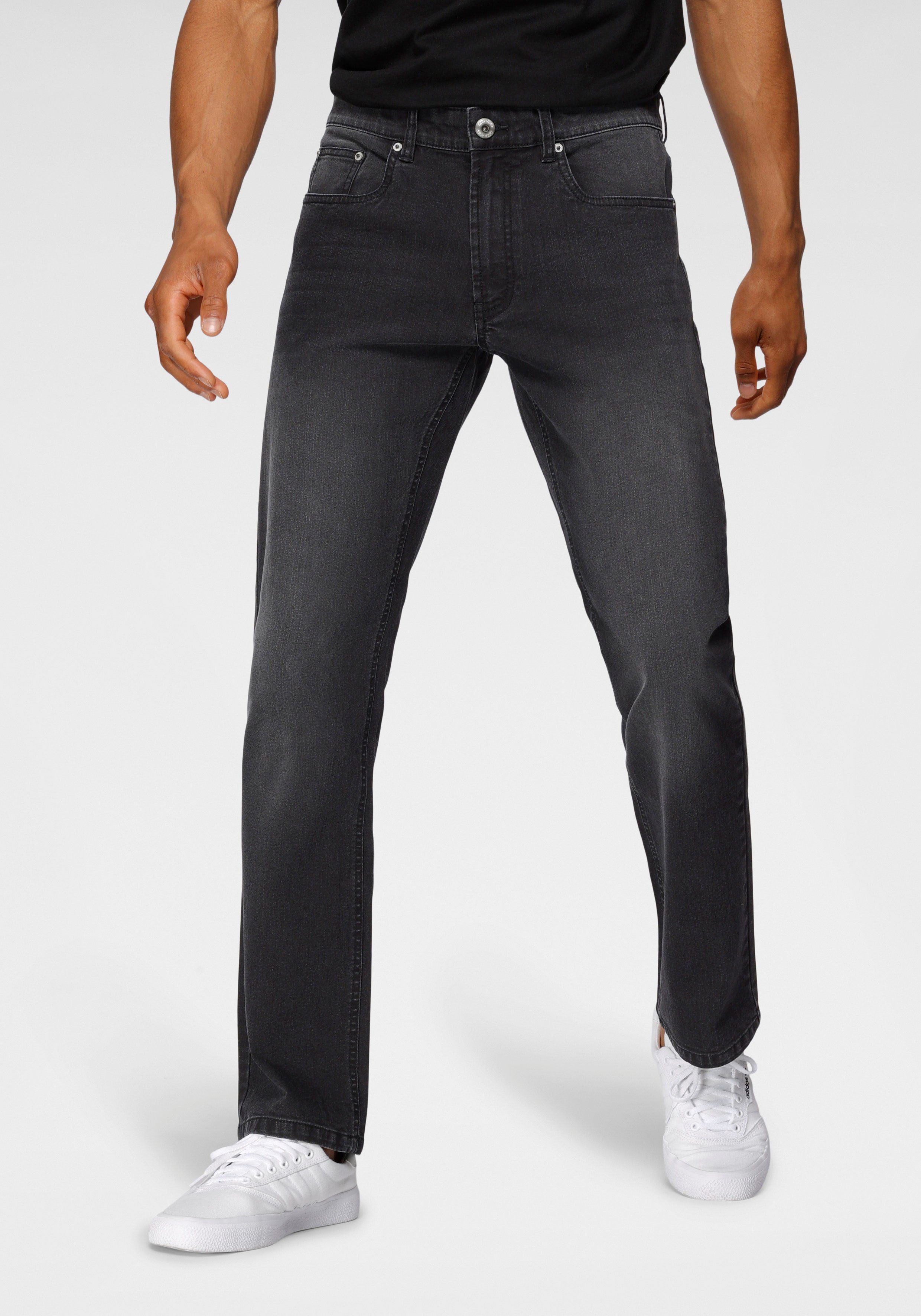 John Devin Straight-Jeans mit leichter Waschung black-used