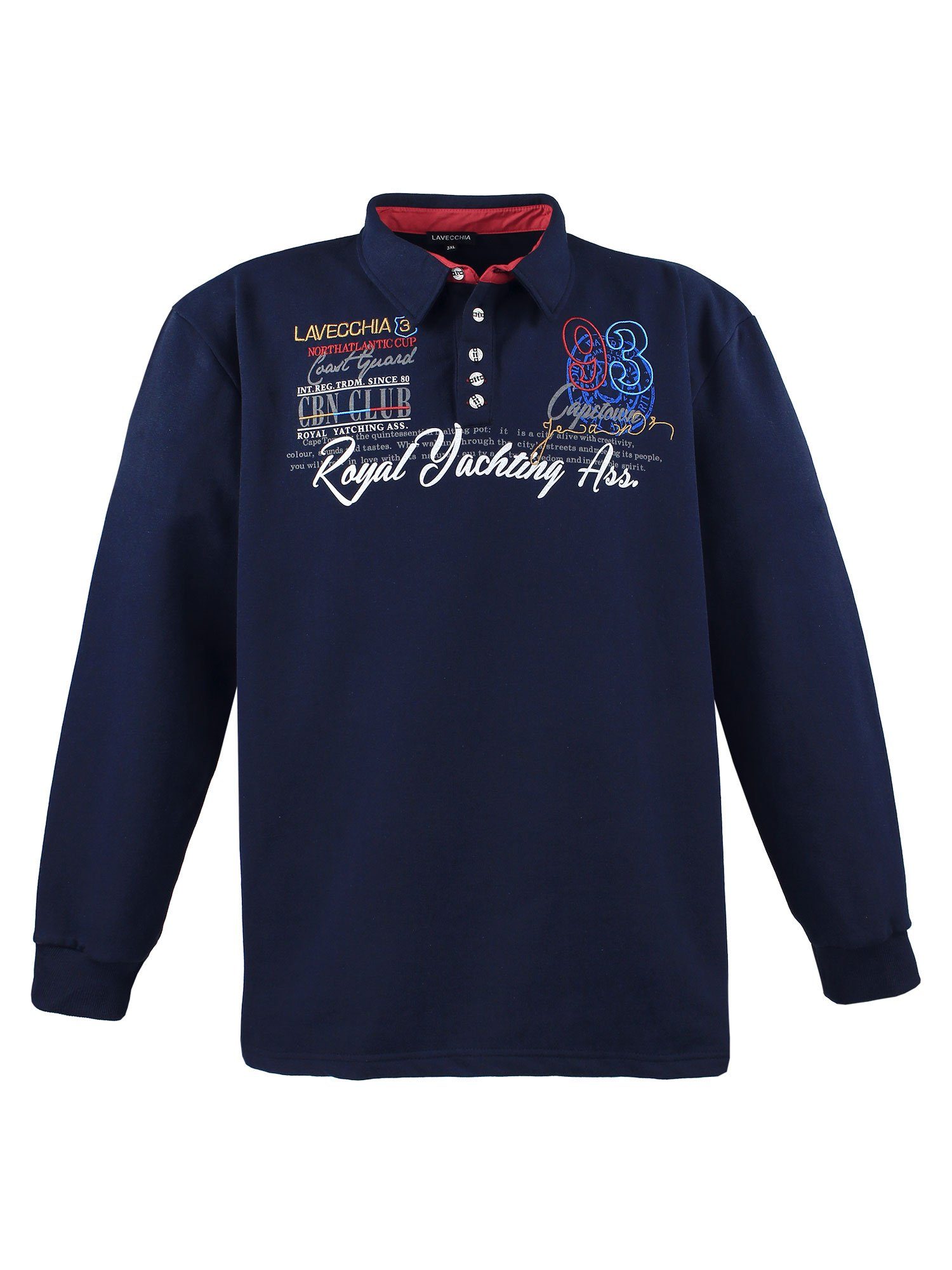 Lavecchia Sweatshirt Übergrößen Shirt LV-2024 Polo Langarmshirt navy