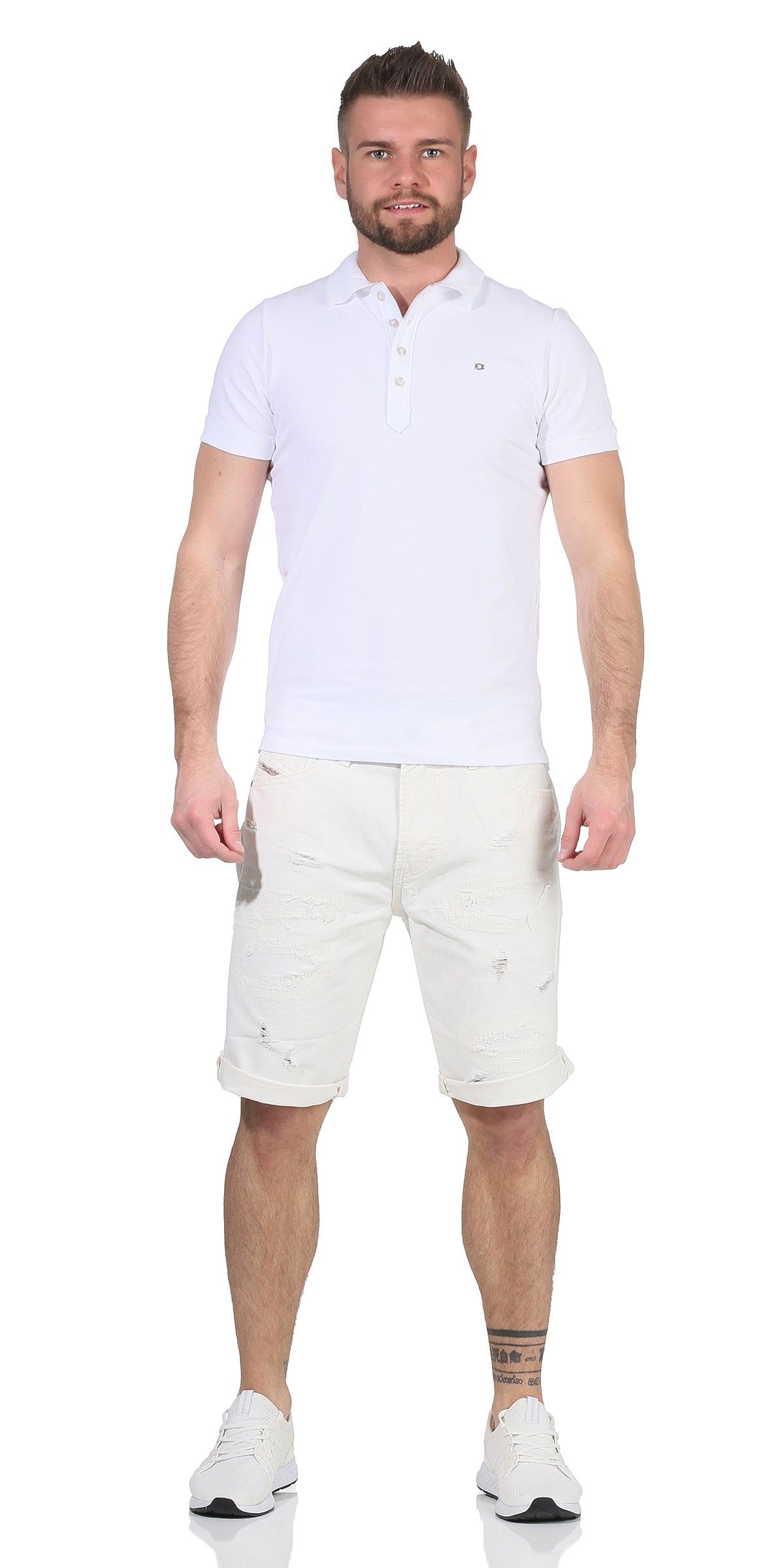 dezenter Hose RB016 Kroshort kurze Used-Look Weiss Off Diesel Herren Jeans Shorts, RG48R Jeansshorts Shorts