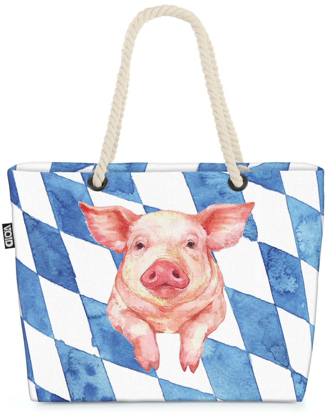 VOID Strandtasche (1-tlg), Bayern Schwein Oktoberfest Bier Tier