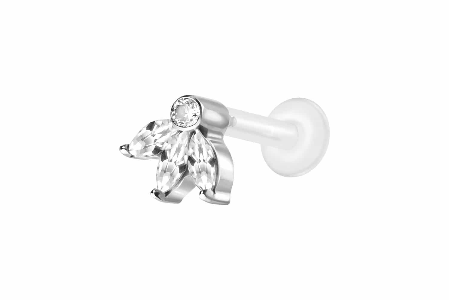 Piercing-Set PTFE Labret mit Innengewinde + Titan-Aufsatz LOTUSBLÜTE