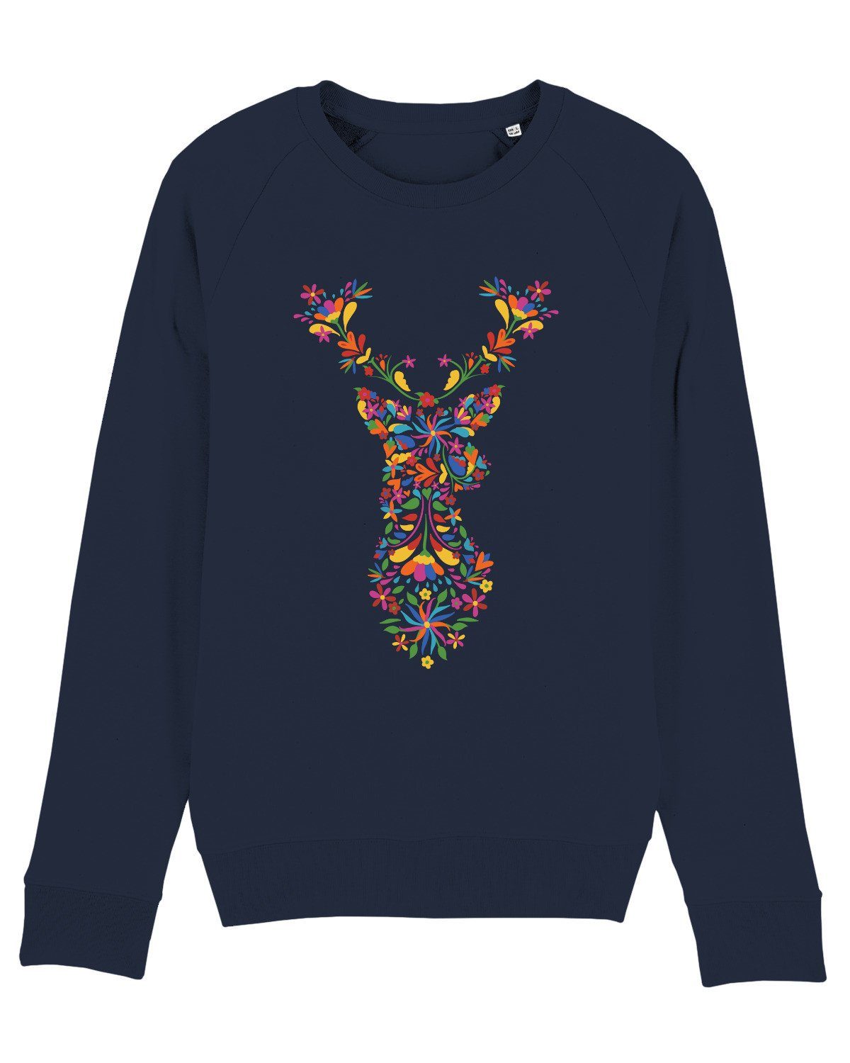 wat? Apparel Sweatshirt Floral Deer (1-tlg) dunkelblau
