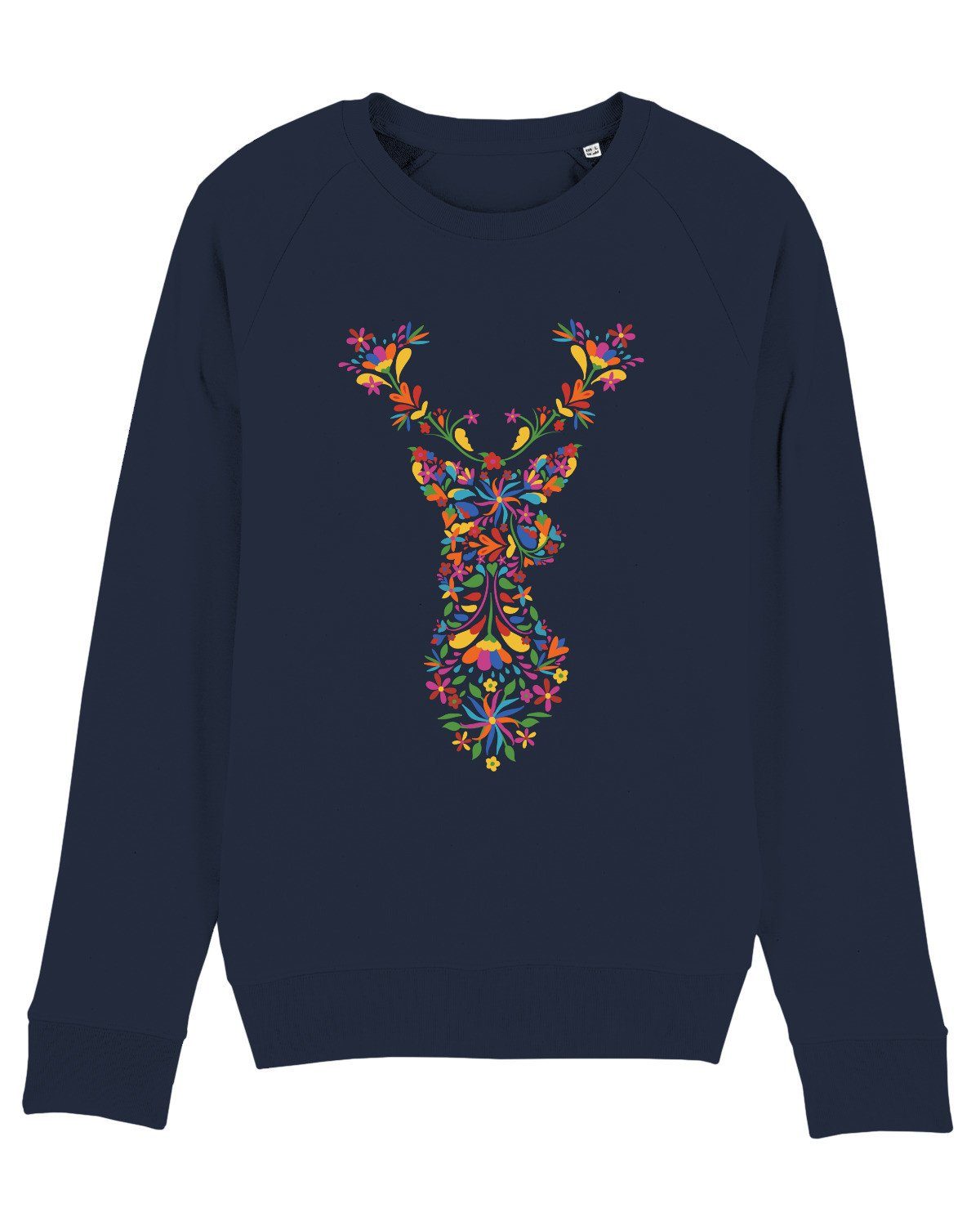 Deer wat? Apparel Sweatshirt dunkelblau Floral (1-tlg)