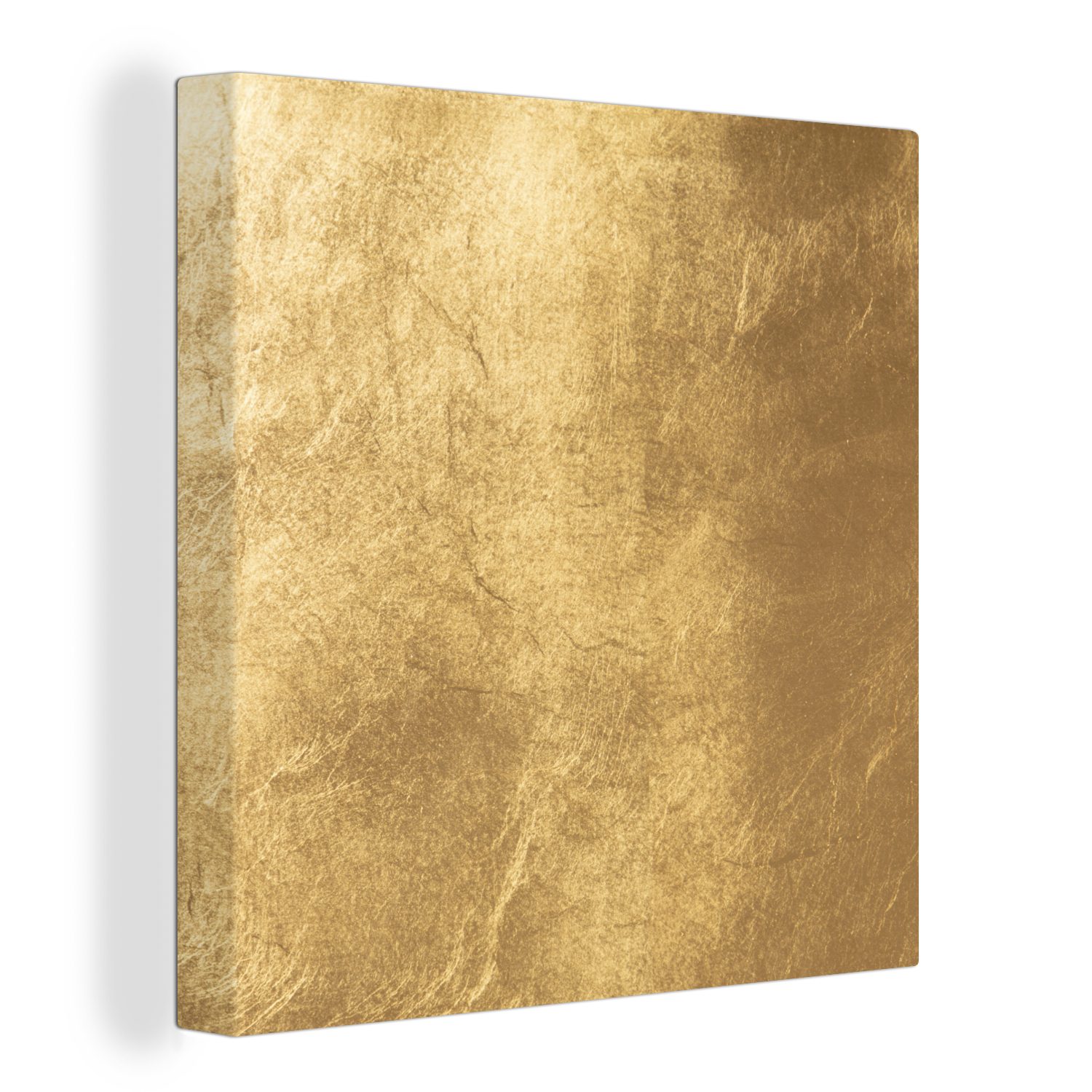 OneMillionCanvasses® Leinwandbild Licht fällt auf eine goldene Wand, (1 St), Leinwand Bilder für Wohnzimmer Schlafzimmer
