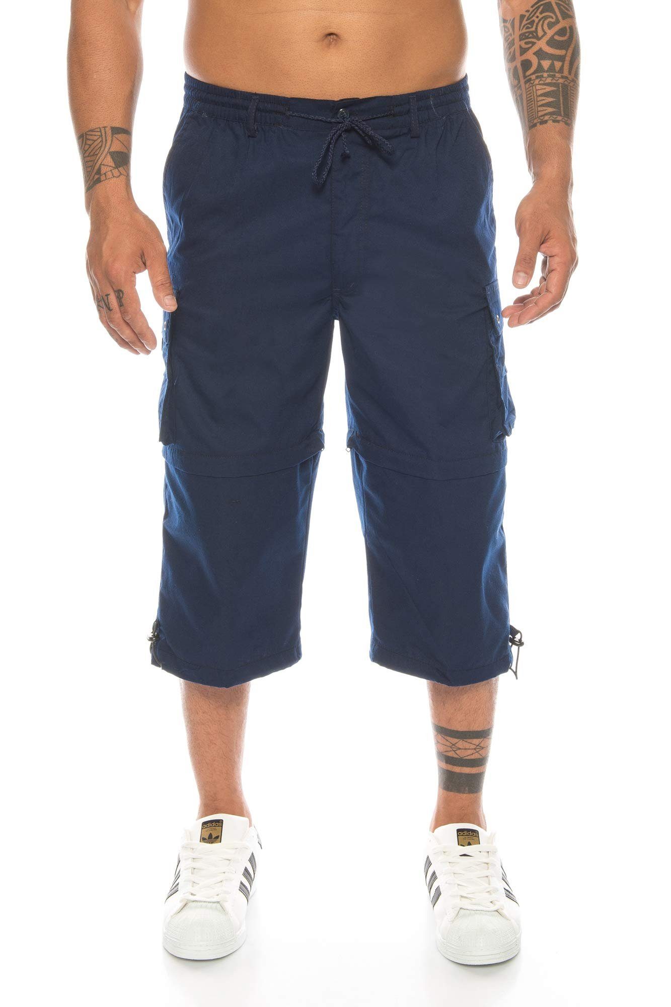 Herren 3/4 Taschen, Kurze hose herren, Herren Kendindza Collection kurze Cargo sommer Abnehmbare Hose Cargobermudas Bermudas Hose Blau Beine, cargoshorts herren Herren