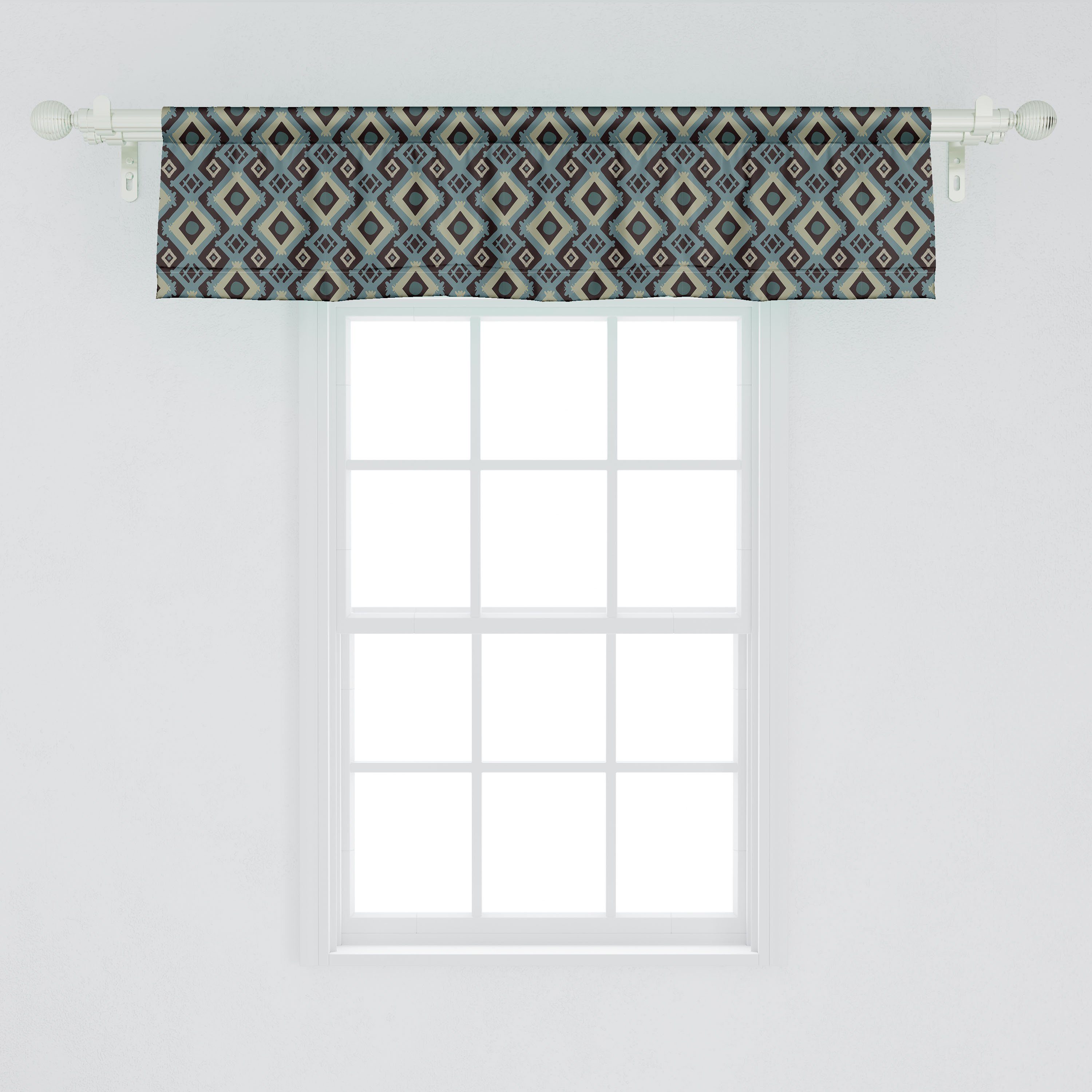 Scheibengardine Vorhang Volant für Küche mit Abakuhaus, Stangentasche, Afrikanische Stil Kultur Schlafzimmer Funky Dekor Microfaser, Ethnisch
