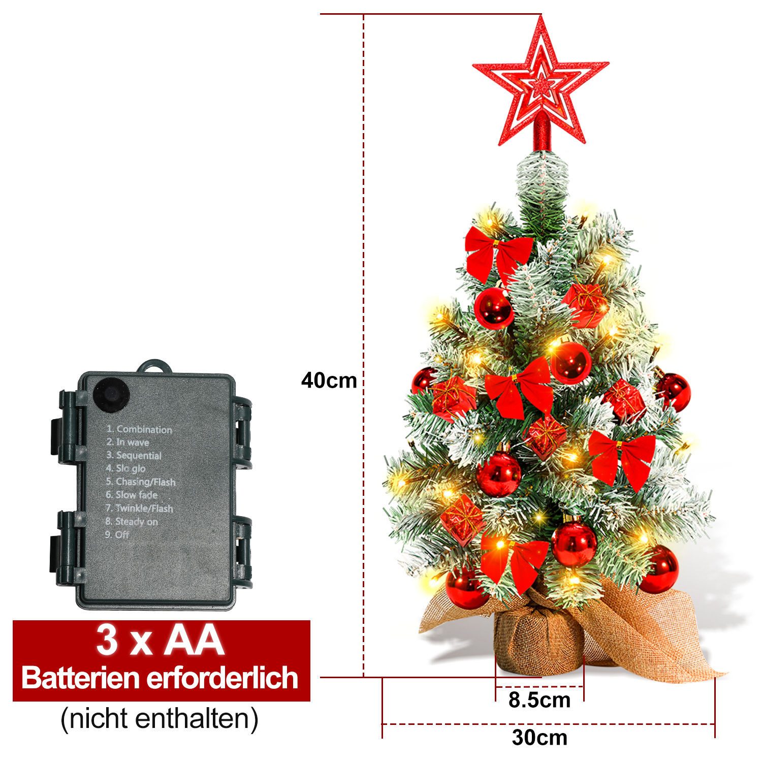 Clanmacy Künstlicher Weihnachtsbaum Mini Weihnachtsbaum, 40cm Tisch-Weihnac günstig online kaufen