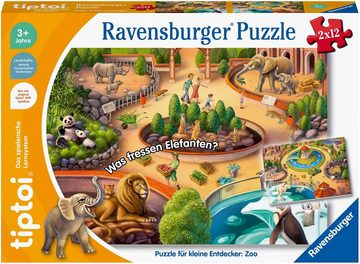 Ravensburger Puzzle tiptoi® Puzzle für kleine Entdecker: Zoo, 12 Puzzleteile, Made in Europe, FSC® - schützt Wald - weltweit