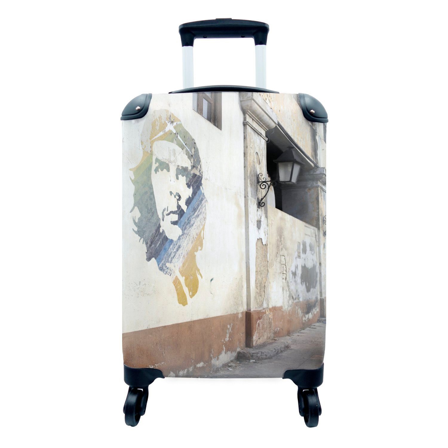 MuchoWow Handgepäckkoffer Wandgemälde Che Guevara, 4 Rollen, Reisetasche mit rollen, Handgepäck für Ferien, Trolley, Reisekoffer