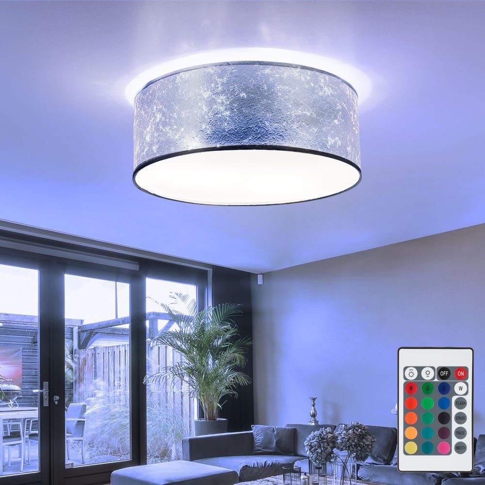 etc-shop LED Deckenleuchte, Leuchtmittel inklusive, Warmweiß, Farbwechsel, 12 Watt RGB LED Decken Lampe Farbwechsel Beleuchtung Dimmer Textil