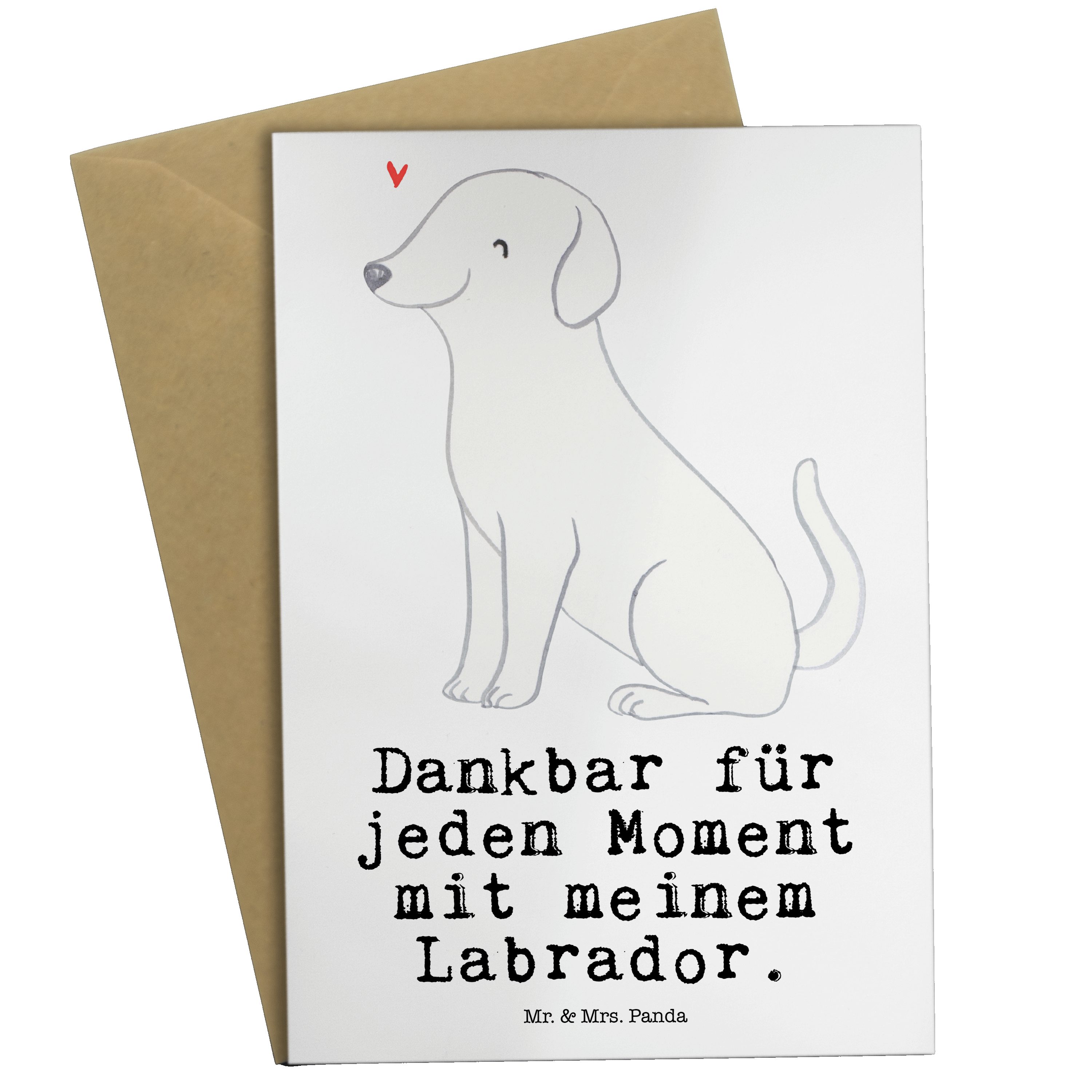 Grußkarte Glückwunschkarte, Geschenk, Mr. Labrador & Panda - Moment - Weiß Mrs. Einladung Welpe,